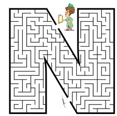 Free-Capital-Letter-N-Maze-Coloring-Page