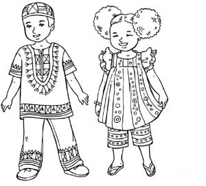 human body coloring pages for african child