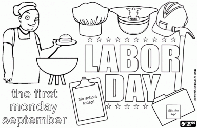 Labor Day Coloring Pages for Kids - Preschool and Kindergarten