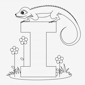 printable Alphabet Coloring Pages Iguana