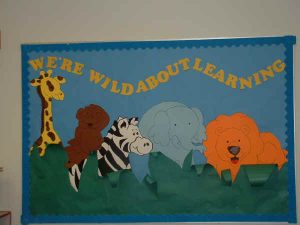 we're wild about learning bulletin board for animals