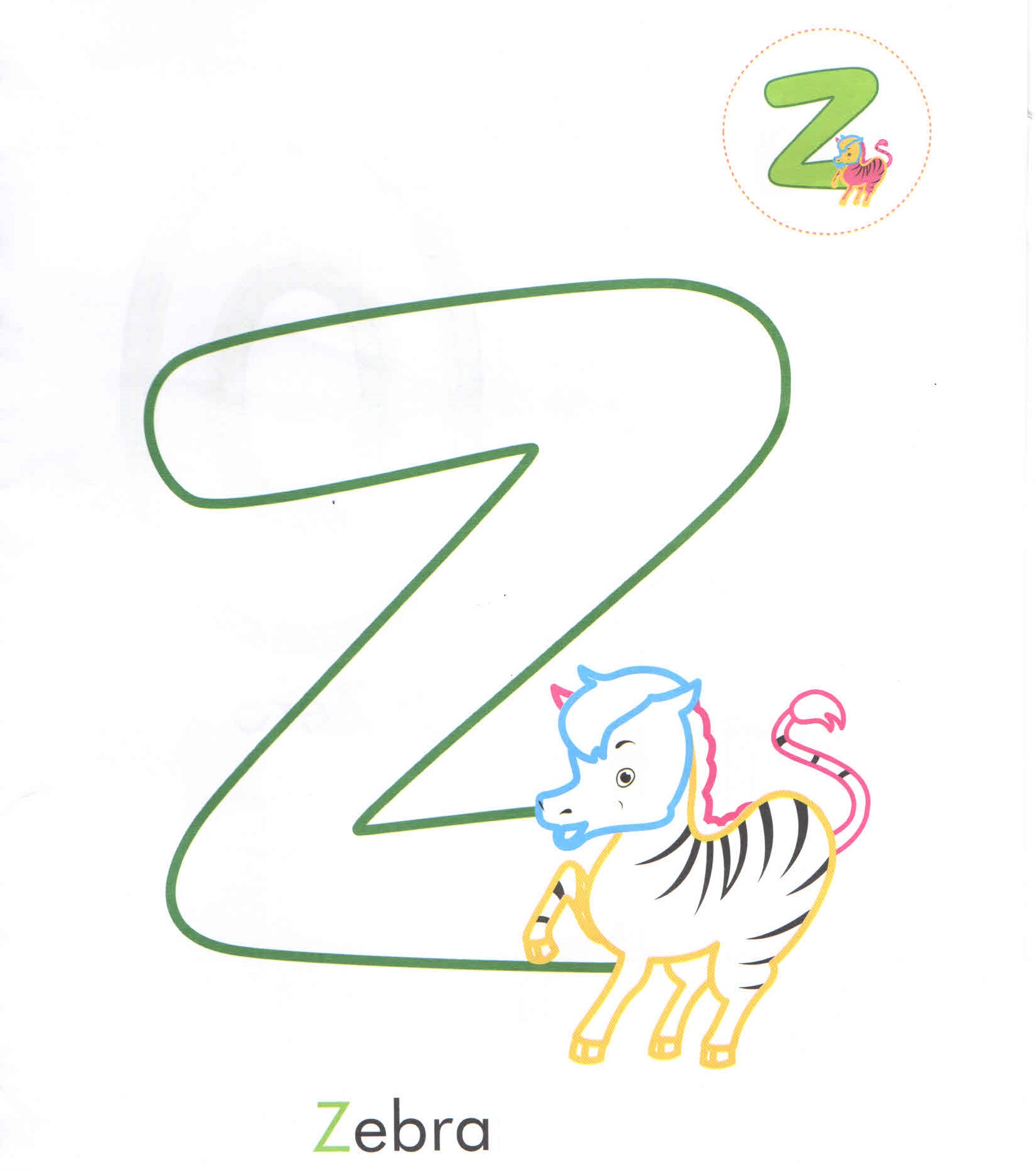 alphabet-letter-z-zebra-coloring-page-for-preschool ...