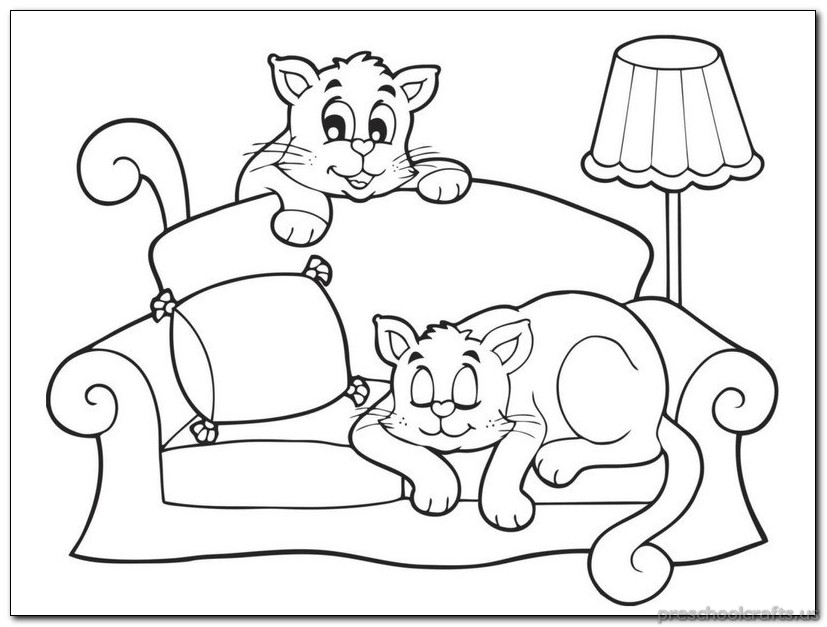 cat coloring pages-for preschoolers - Preschool Crafts