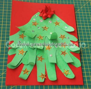hand patterns christmas tree crafts for kids