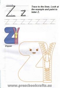 alphabet letter z worksheets for preschool