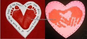 footprint and handprint crafts for valentines day
