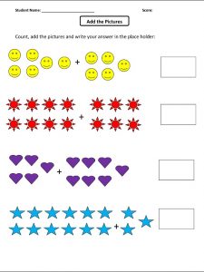 Add the picture math worksheets for preschool