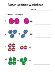 Easter Addition Worksheet for Preschool