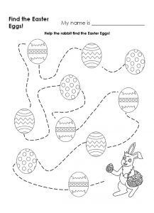 Easter Worksheet Help the Rabbit find the Eggs