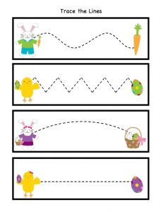Trace the Lines Worksheet for Happy Easter