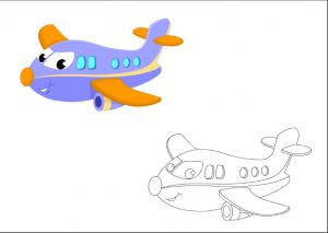 airplane colored coloring pages for kindergarten and preschool