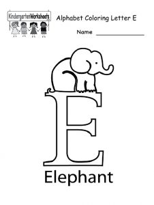 alphabet coloring letter E for kindergarten