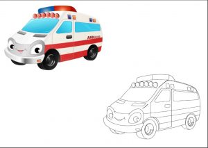 ambulance colored coloring pages for kindergarten and preschool free printable