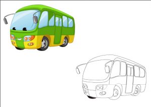 bus colored coloring pages for kindergarten and preschool free printable