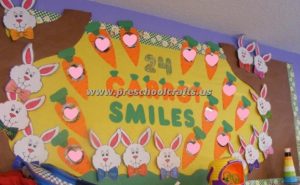 easter bunny carrots bulletin board idea for kids