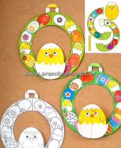 easter chick color and cut crafts for kids