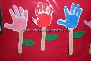 flower popsicle stick and handprint craft idea