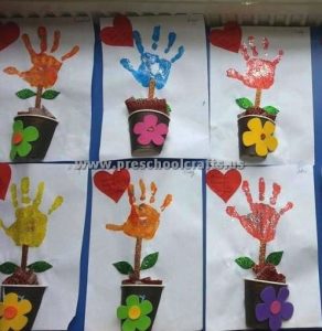 handprint flowers crafts for welcome spring