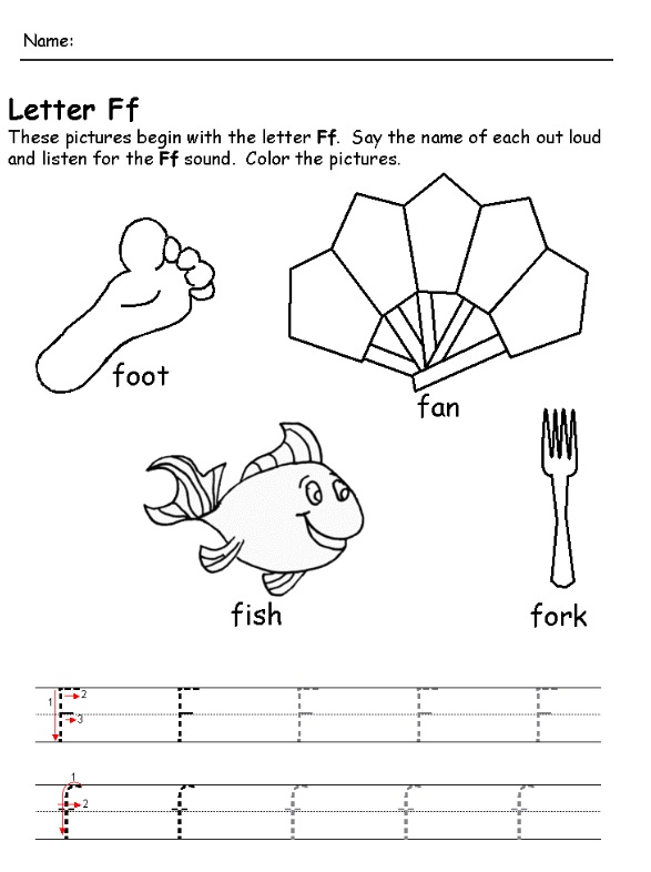 letter-f-worksheet-pictures.jpg (587×786) | Learning letters, Preschool