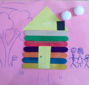 popsicle stick house craft idea for kids