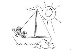 sun sailboat coloring pages for preschool and kindergarten