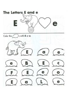 the letter E and e worksheet