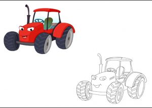 tractor colored coloring pages for kindergarten and preschool free printable