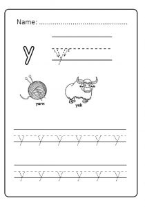 Draw the lowercase letter y for kindergarten