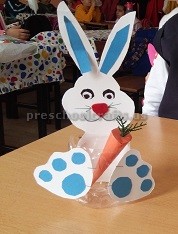 Plastic bottle bunny craft for preschool