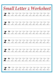 Small letter z worksheet for kindergarten - Practice tracing Line letter z worksheets for 1st grade