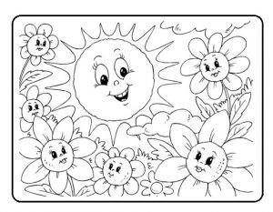 Spring sun coloring pages for kids free printable
