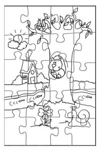 Spring theme puzzle coloring pages for kids free printable