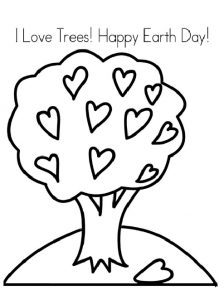 Tree Coloring Page to Happy Earth Day
