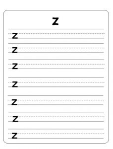 alphabet worksheet to lowercase letter z