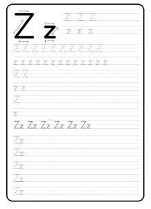 firstgrade worksheet of small letter z
