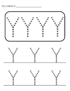 free printable uppercase letter Y practice for pre-school