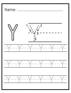 free printable uppercase letter Y practice for preschool