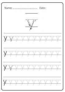 lowercase letter y learning worksheet for kindergarten