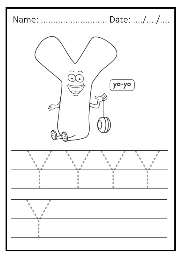 printable uppercase letter Y practice for preschool - Preschool Crafts