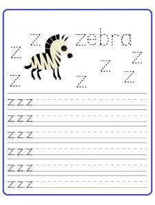 worksheet of small letter z