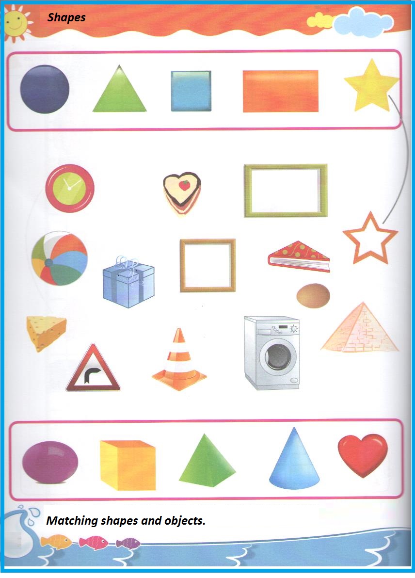 Shape match worksheet for kindergarten and preschool - Preschool Crafts