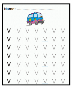 Uppercase V is for Van Letter Tracing Sheet