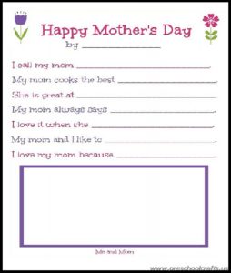 free mothers day worksheets