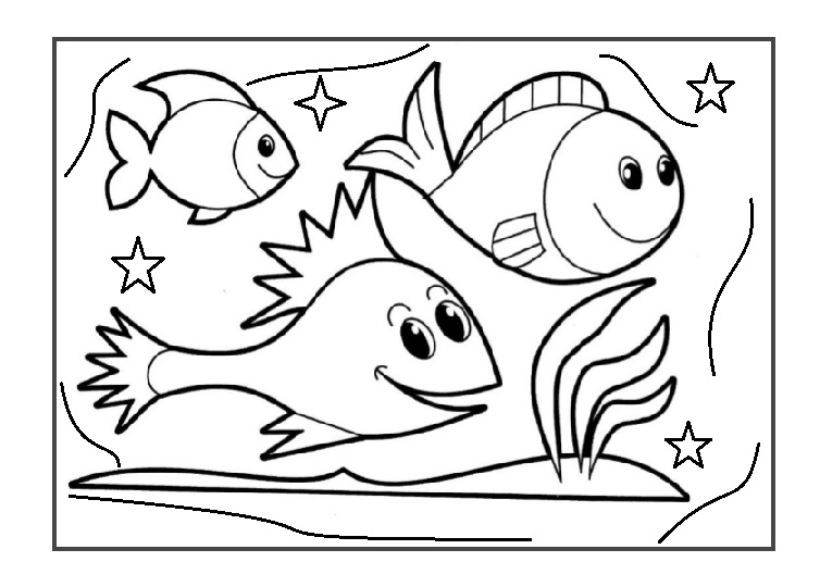 fish coloring page - preschool aquarium coloring pages - Preschool Crafts