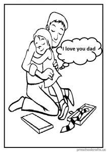 Happy Father's Day Coloring Page for Preschool and Kindergarten