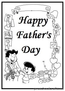 Happy Fathers Day Coloring Page for Preschool and Kindergarten