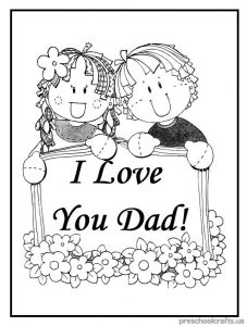 I Love You Dad Coloring Pages for Preschool and Kindergarten