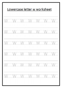Lowercase letter w worksheet for 1st grade