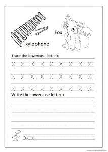 lowercase letter x worksheets for kindergarten and 1st'grade