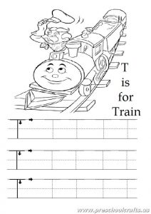 Big Letter T Practice Worksheet - T is for train